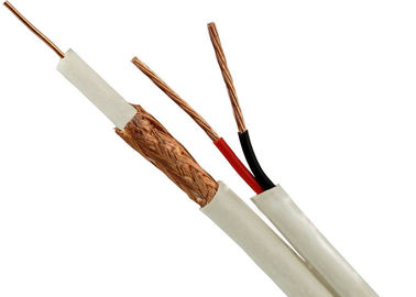 Белый закрытый кожухом кабель коаксиальных кабелей РГ59/У+2кс0.75 кв Мм ККТВ медный